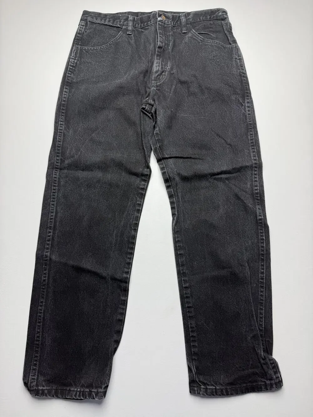 Rustler Jeans Mens 36x30 Gray Charcoal Denim Relaxed Straight Distressed 87619CB
